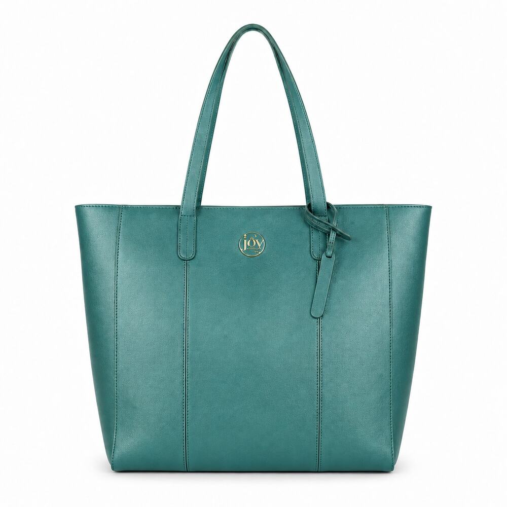 Joy Mangano Green Leather Large Tote Shoulder Bag